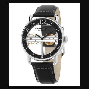 Stuhrling Original Bridge 976 Hand Wind Skeleton Watch, Size 42mm - Black Men's